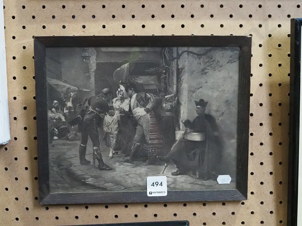 framed vintage print - Paris street scene Image 1++