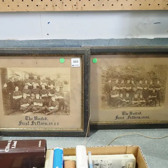 2x framed photographs - The United First XV 1886 and 1887