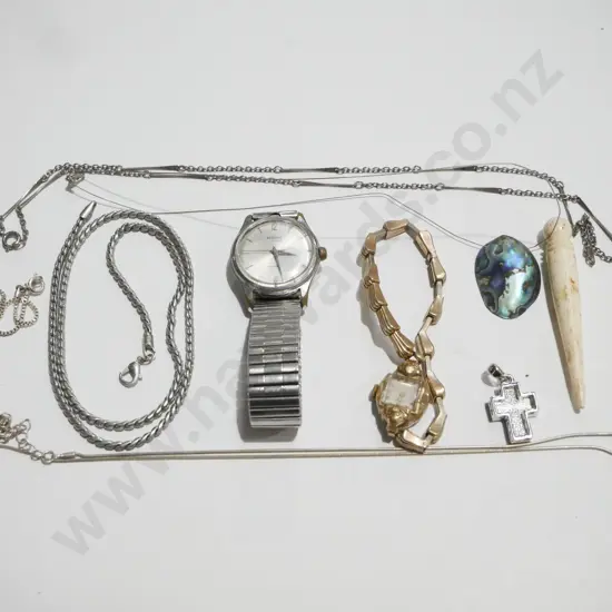 tray of costume jewellery; including sterling silver link bracelet etc