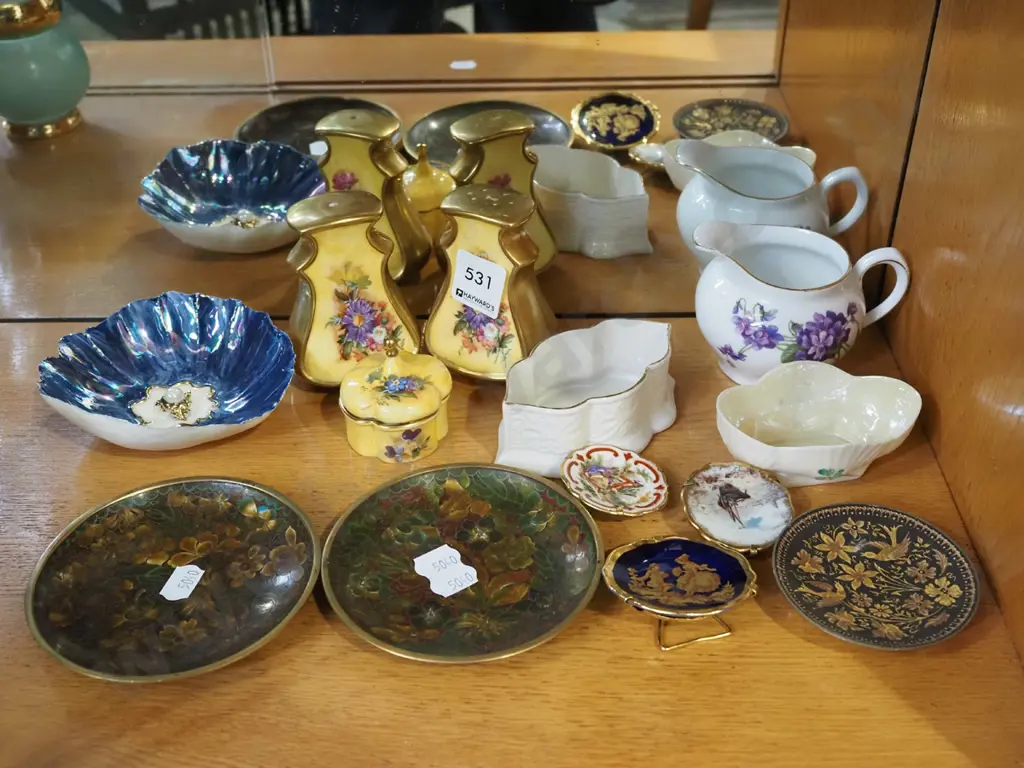 hand painted salt and pepper, creamer, dishes etc Image 1++