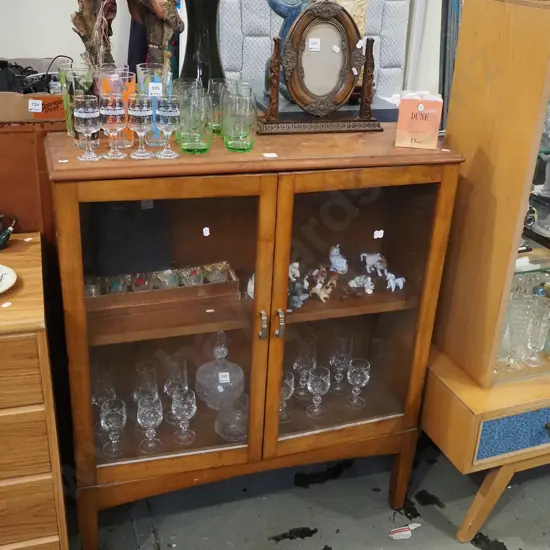 2 door beech display cabinet H1000 W840 D275