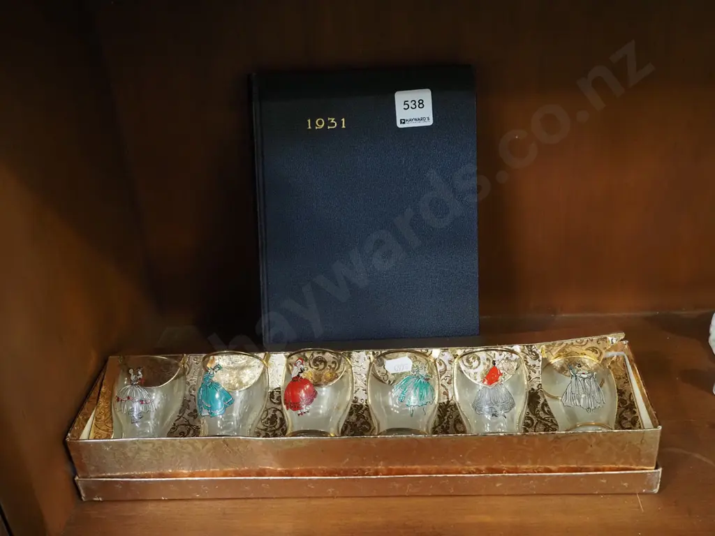 box; shot glasses, 1931 diary Image 1++