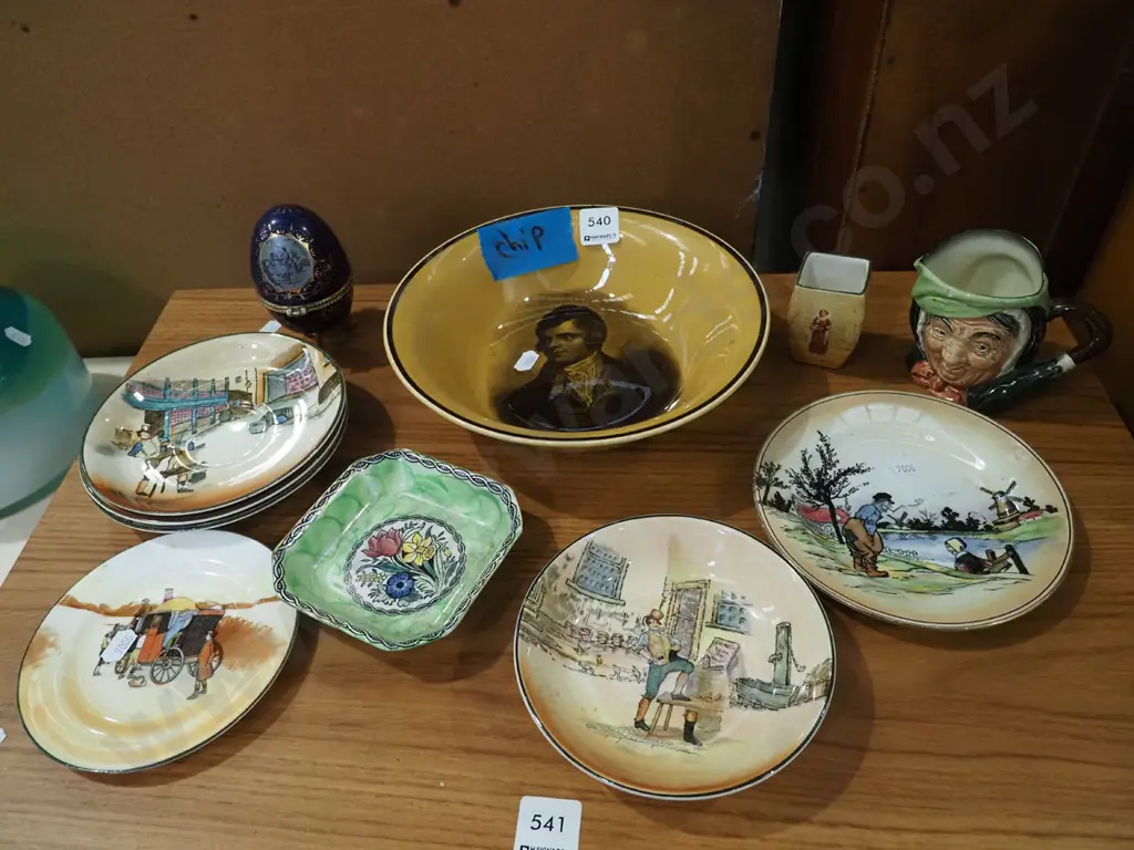 Ridgeway Robbie Burns bowl - chip, damaged toby jug, plates etc Image 1++