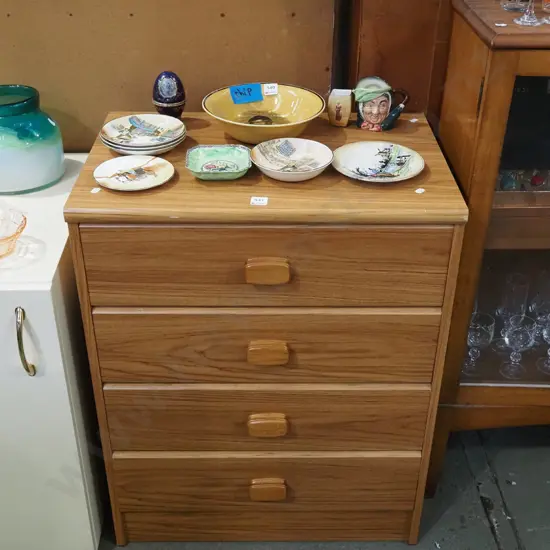 mdf veneer 4 drawer chest H770 W600 D400