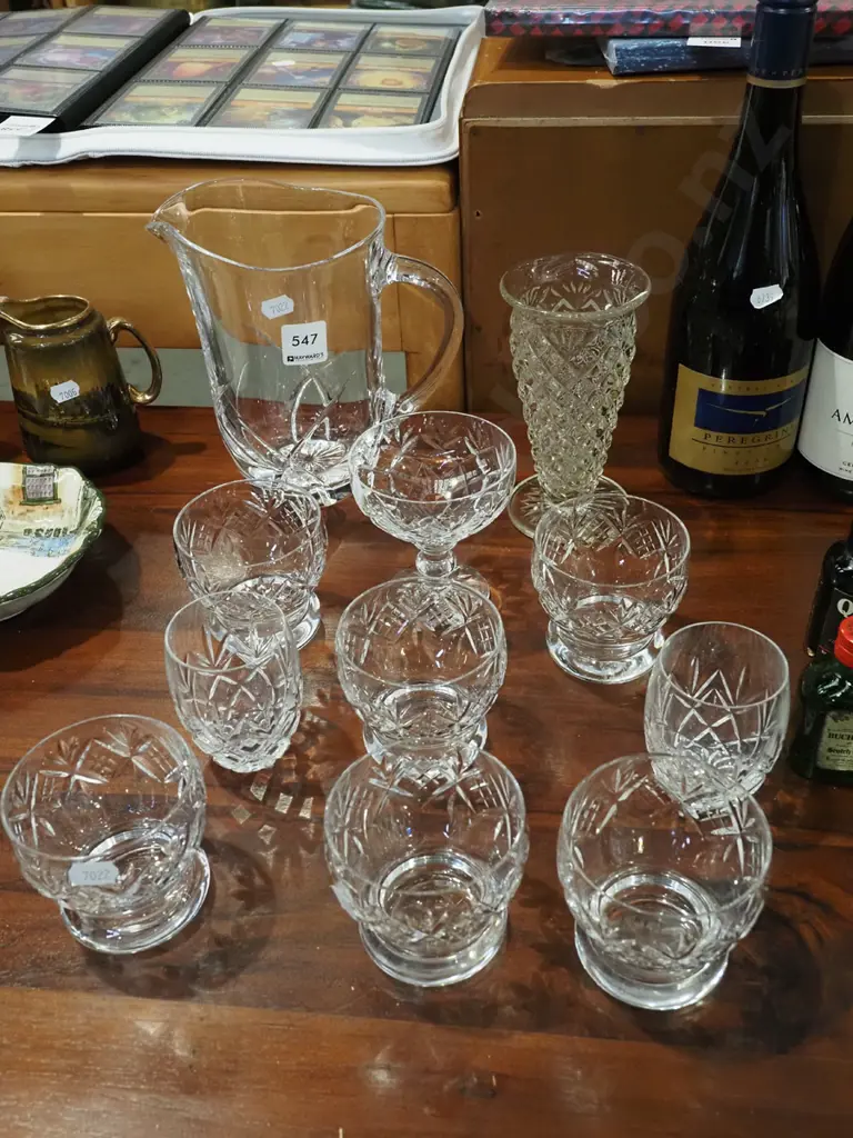 cut crystal jug, tumblers, comport, vase Image 1++