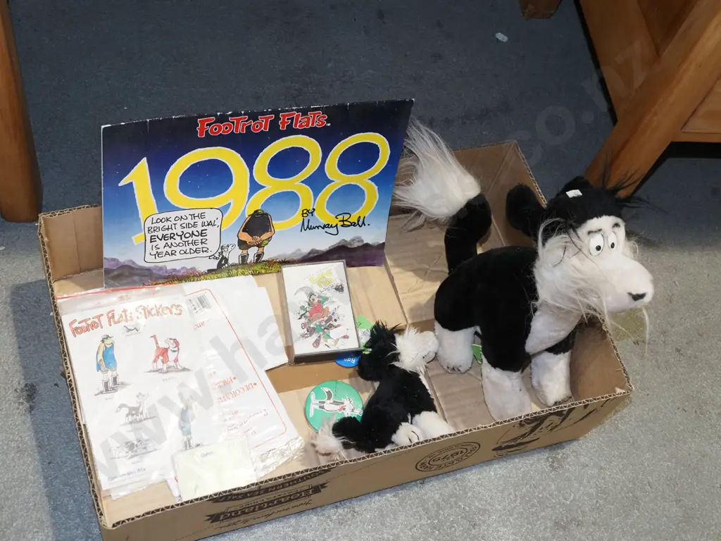 box; Footrot Flats calendar, soft toys, stickers etc Image 1++