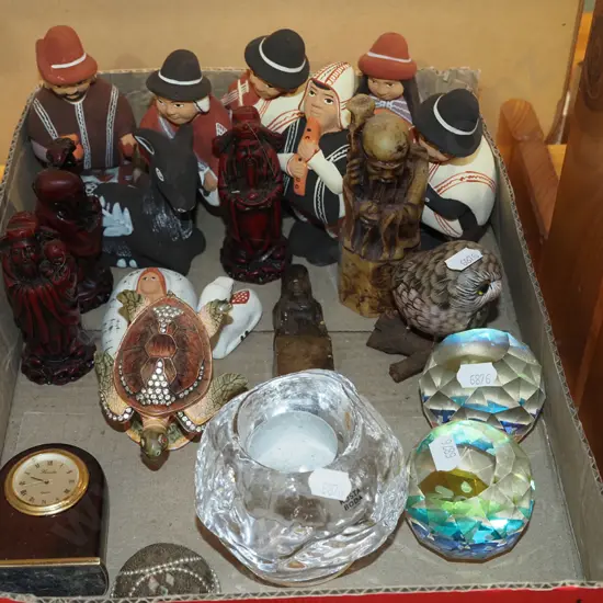 box; paper weights, figurines, crystal tea light candle stick