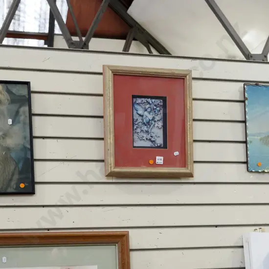print behind glass, 3D print , photographic print - orange dots