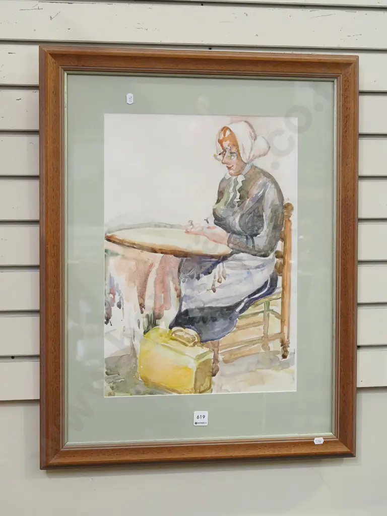 framed watercolour - woman seated Image 1++