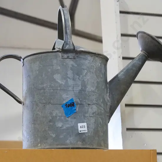galvanised watering can