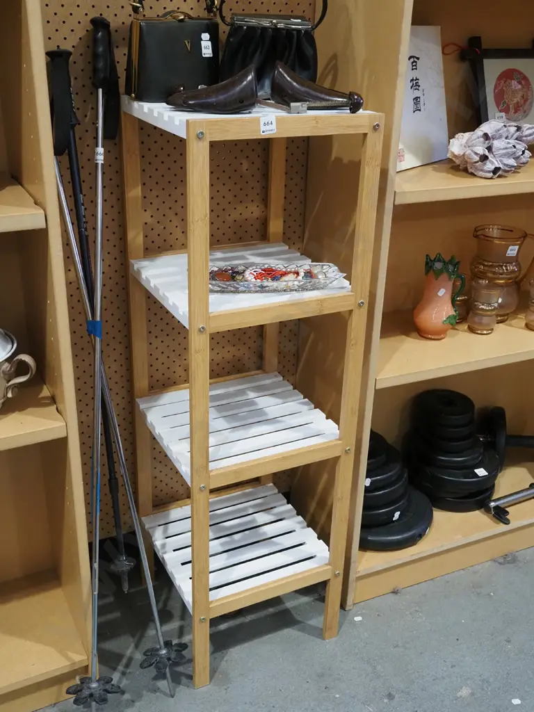 bamboo and wood bathroom shelves H1000 W330 D340 Image 1++