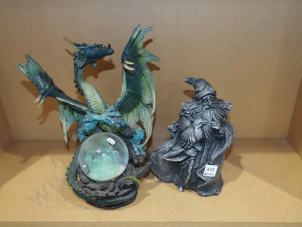 composite dragon, whisky figurine - some damage to dragon Image 1++