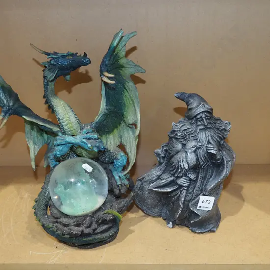 composite dragon, whisky figurine - some damage to dragon