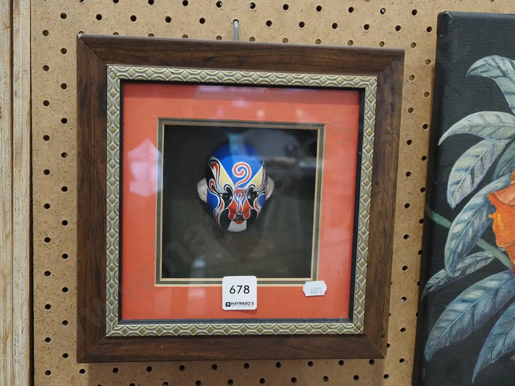 framed miniature Japanese actor's mask Image 1++