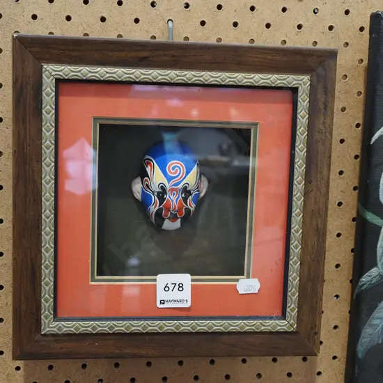 framed miniature Japanese actor's mask