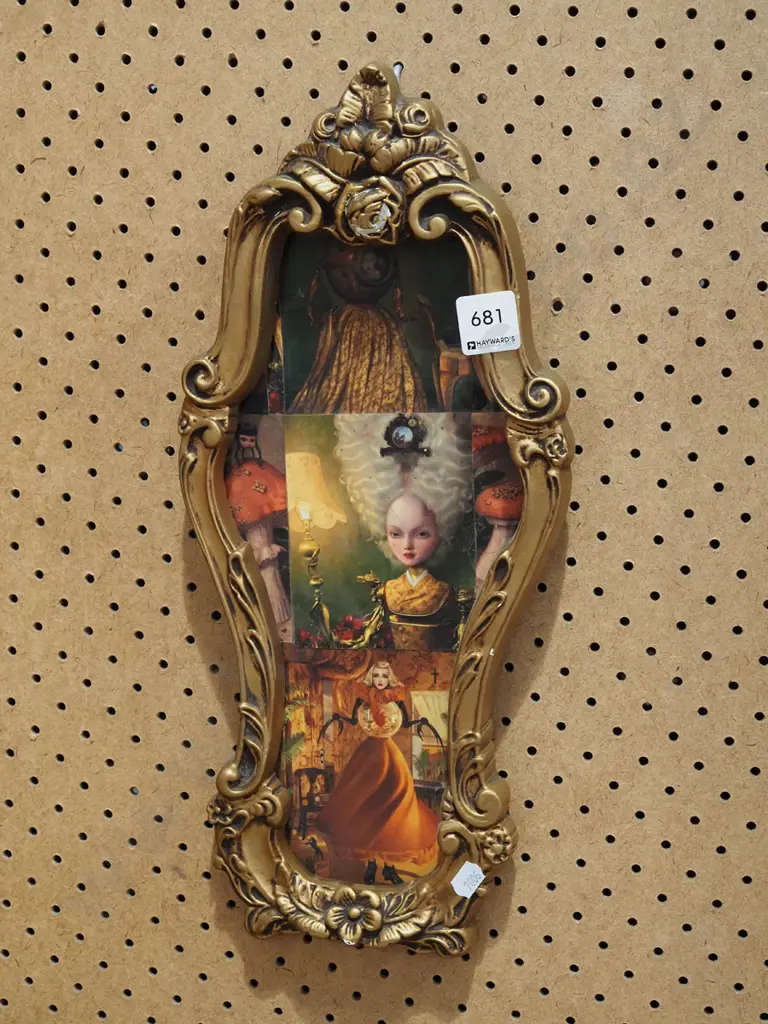 small ornate framed decoupage print Image 1++