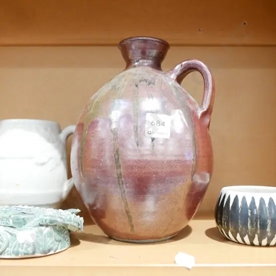 Hanmer bowl, pottery jug, 1x other jug, crocodile ashtray