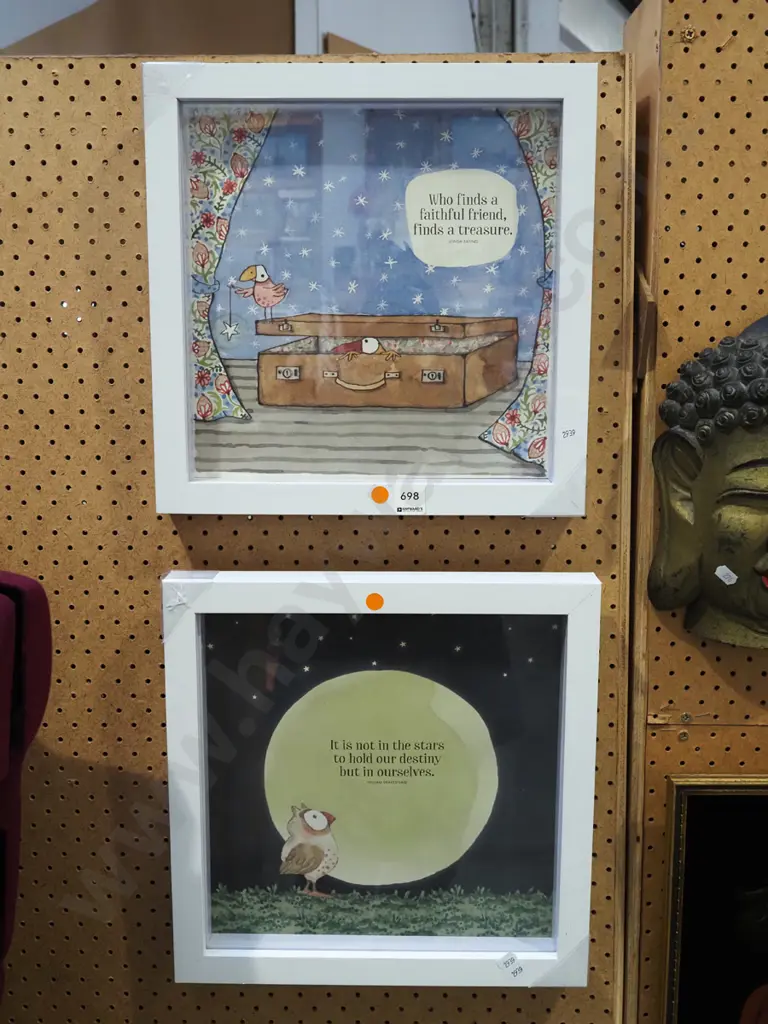 2x framed motto prints - orange dots Image 1++