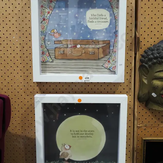 2x framed motto prints - orange dots