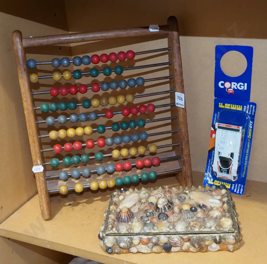 abacus, model vehicle, seashell cigar box Image 1++