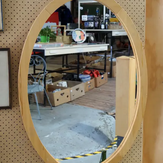 wood framed oval wall mirror H940