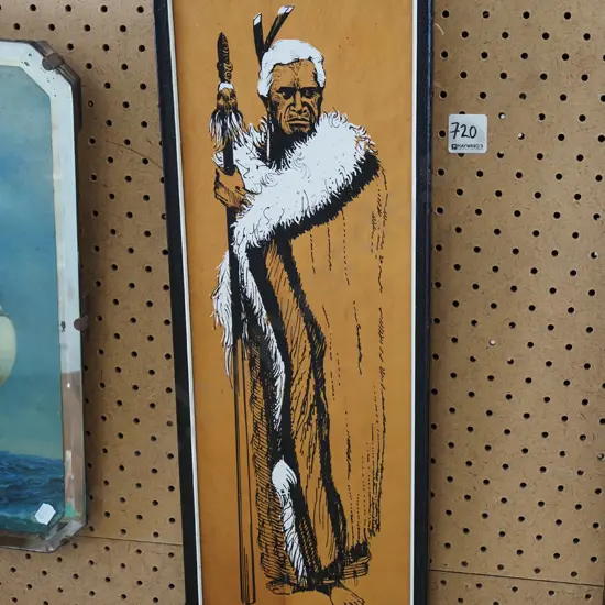 framed Maori chieftan print
