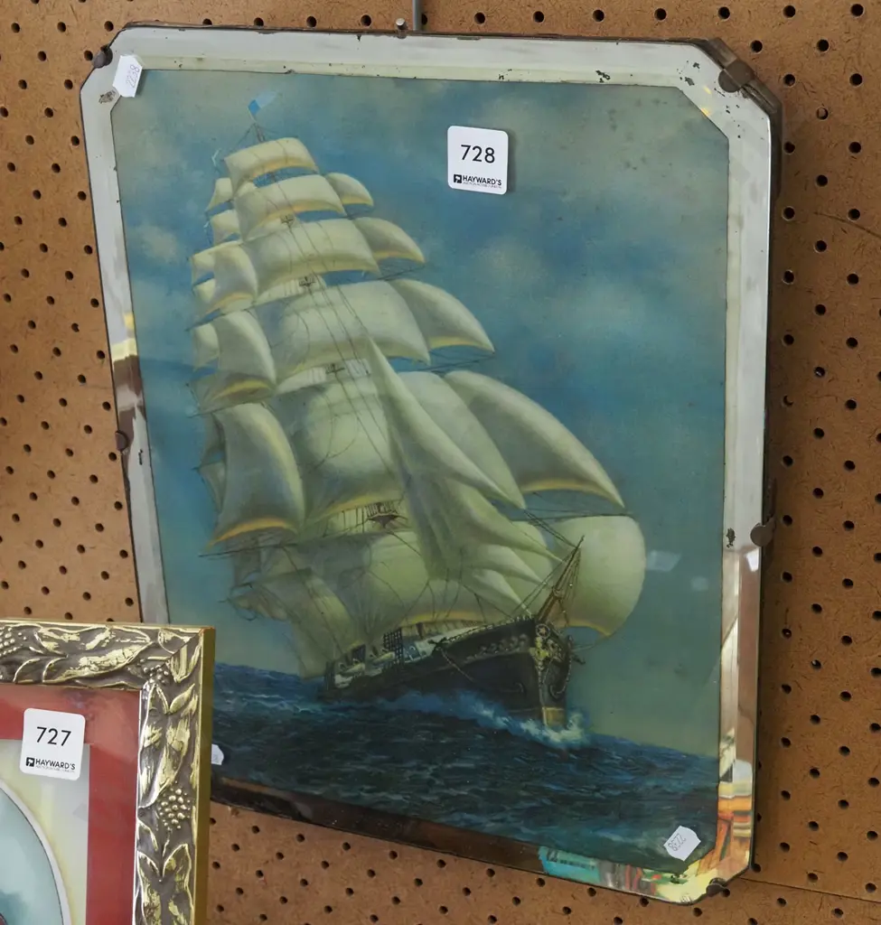 mirror framed sailing ship print Image 1++