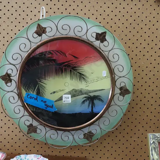 retro illuminated glass wall art - needs rewiring