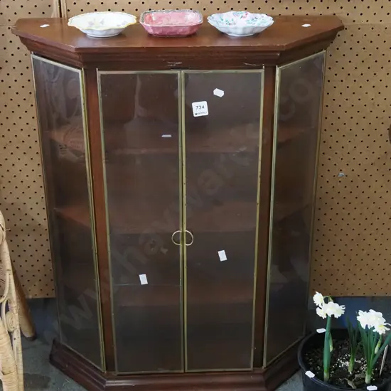 small mahogany 2 door display unit H730 W580 D200