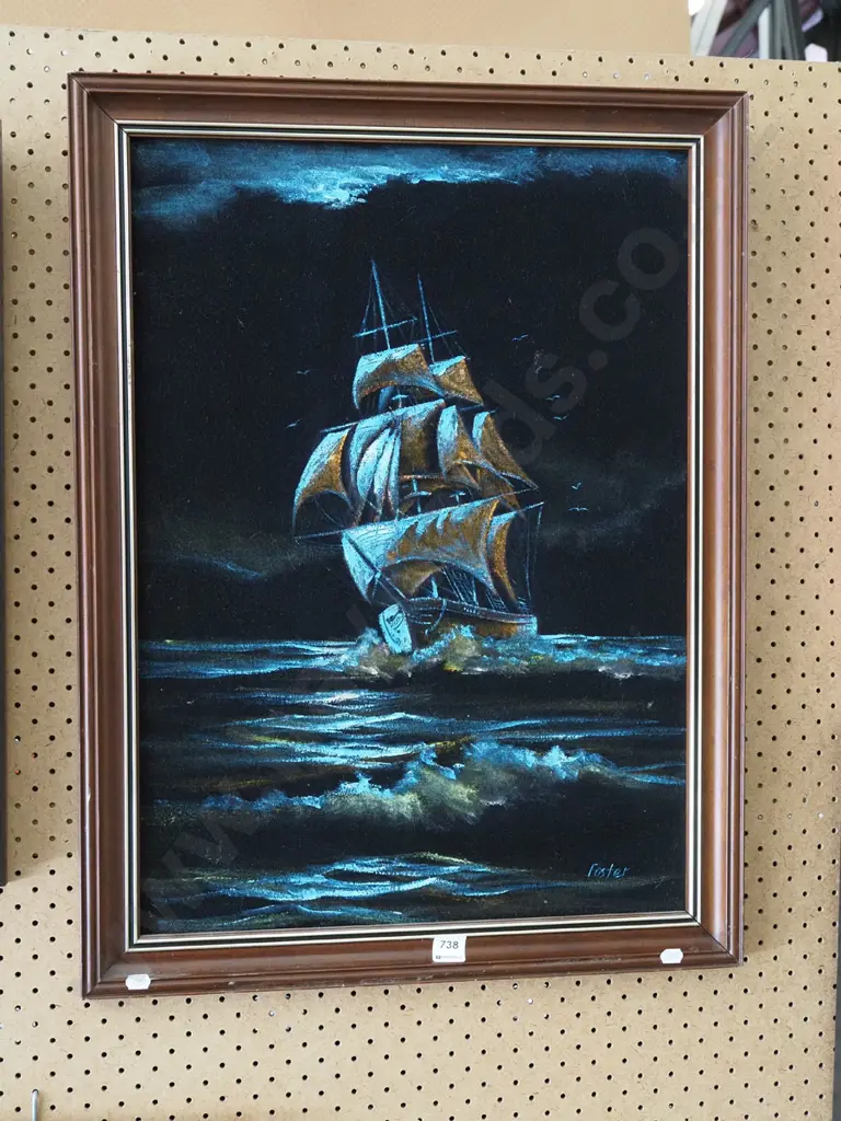 oil on velvet - sailing ship Image 1++