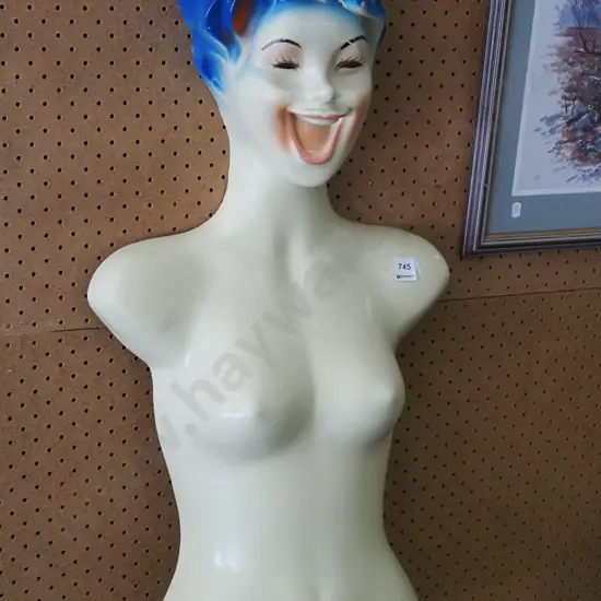 vintage pressed plastic - female torso hanging mannequin L800