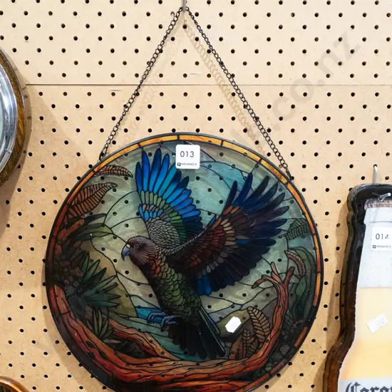 wall hanging stained glass style kea and bush