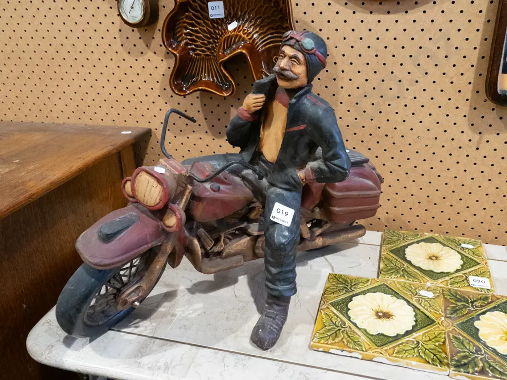 composite rider on motorcycle figurine H350 Image 1++