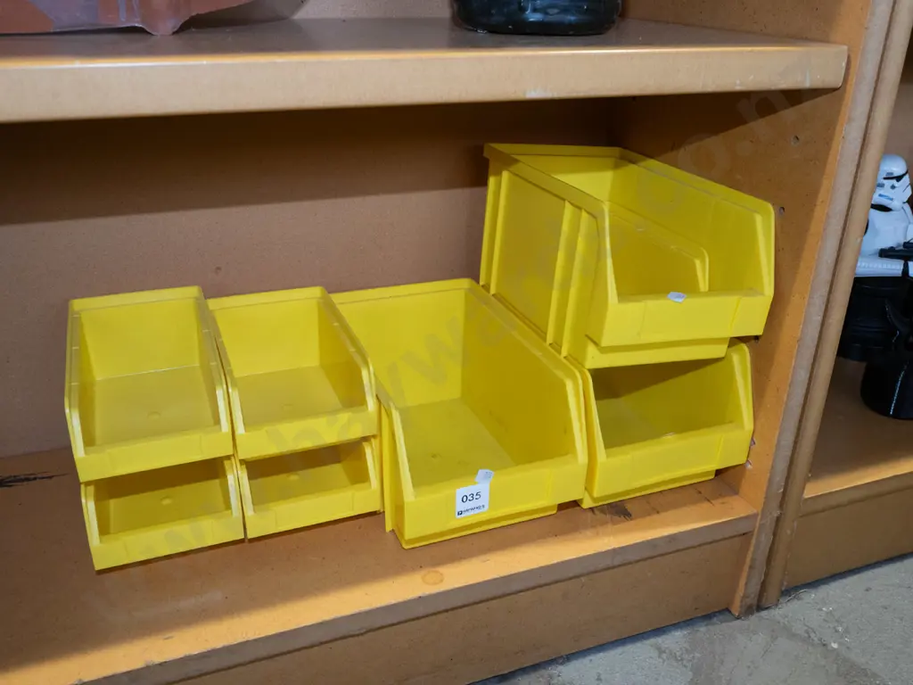 assorted  yellow plastic workshop/garage storage trays Image 1++