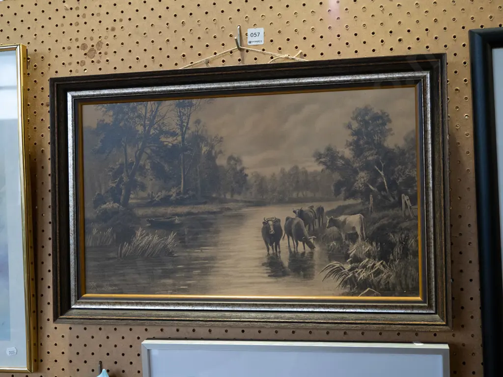 framed print - cattle in river Image 1++