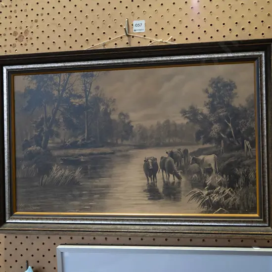 framed print - cattle in river