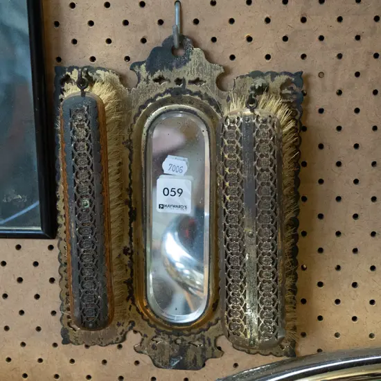 vintage wall hanging brush and mirror set