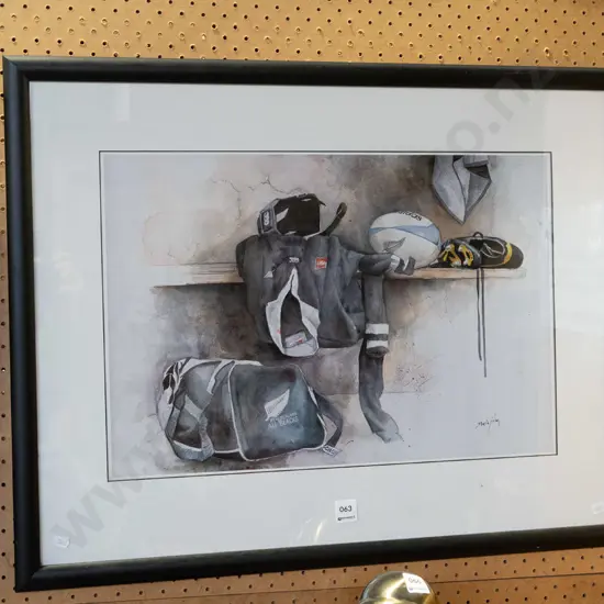 framed David John print - rugby items
