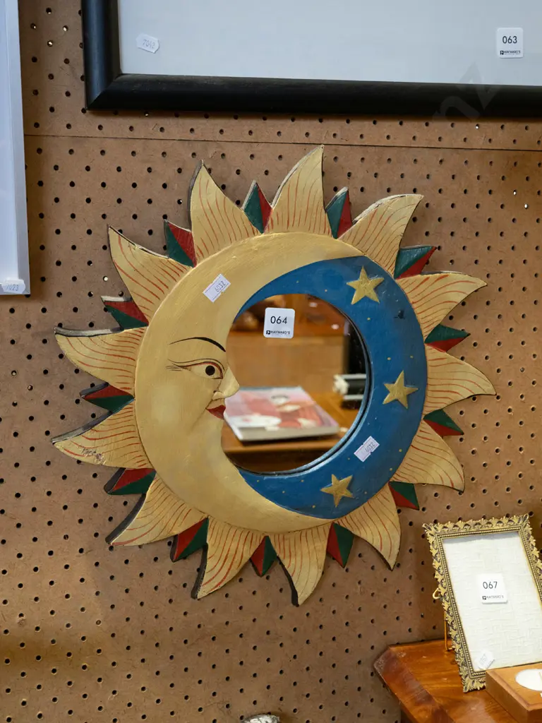sun and moon themed wall mirror Diam420 Image 1++