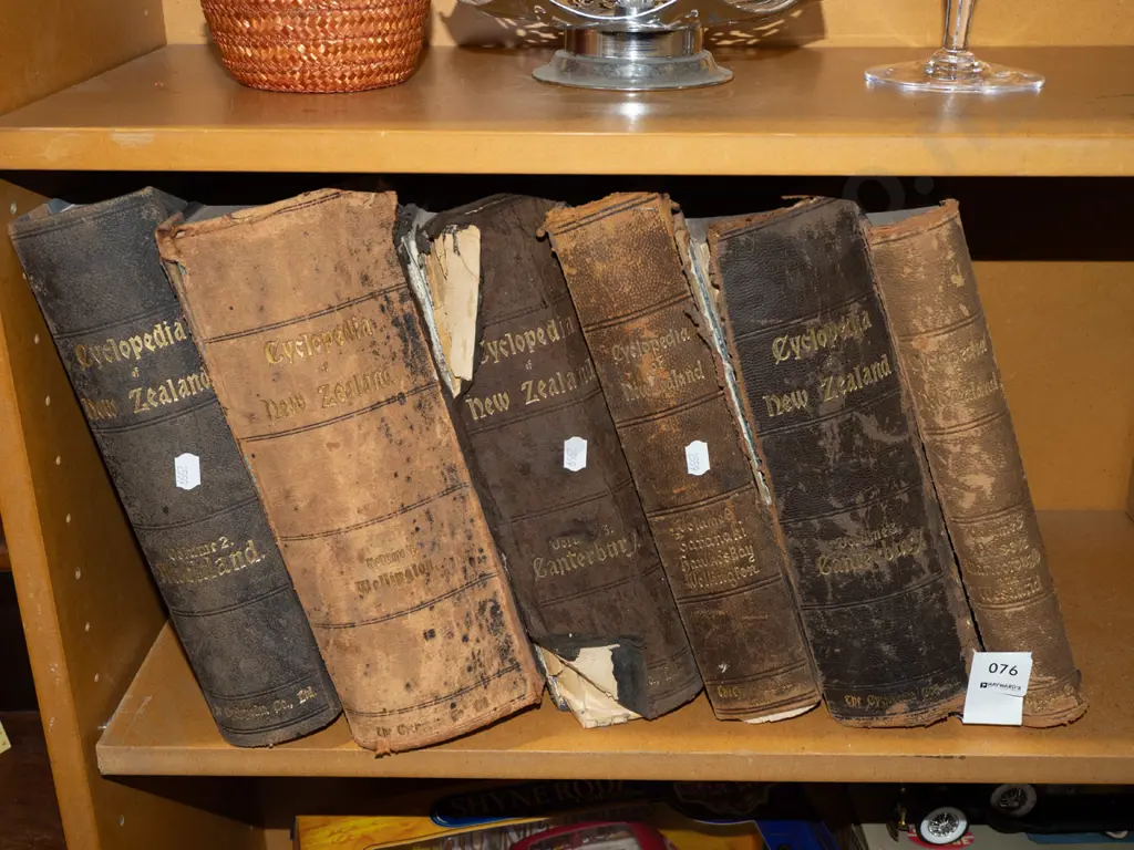 vintage leather bound The Cyclopedia of NZ - significant damage Image 1++