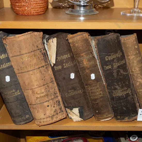 vintage leather bound The Cyclopedia of NZ - significant damage