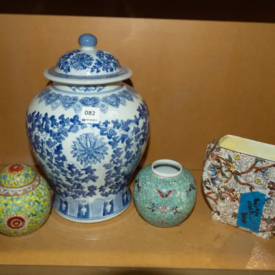 Maling vase - hairline crack, 2x ginger jars, lidded urn H310