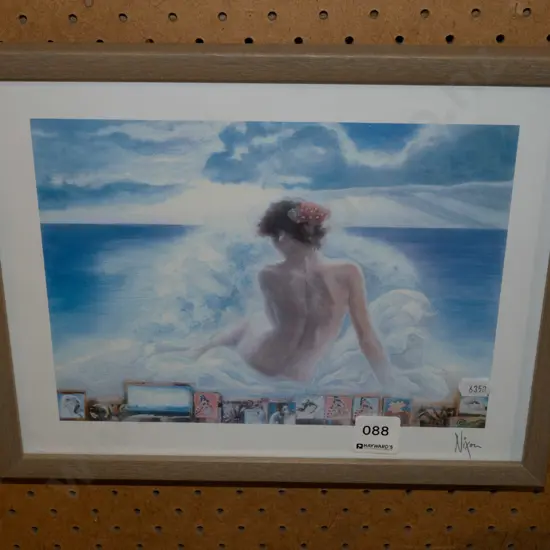 framed print - woman in surf