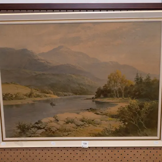 framed print - row boat in river