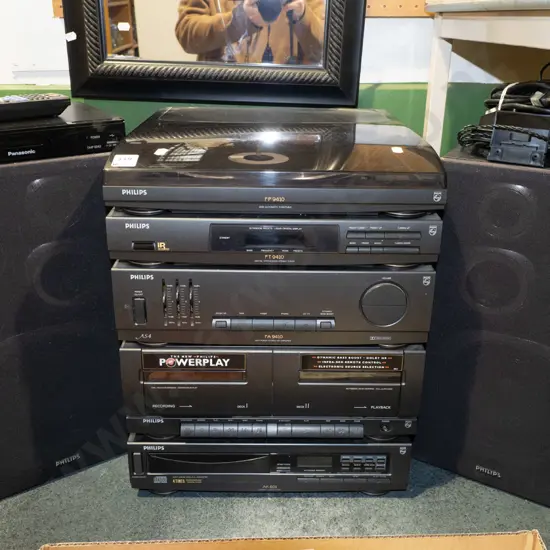 Phillips stereo - turntable, tuner, twin cassette, CD and freeview box
