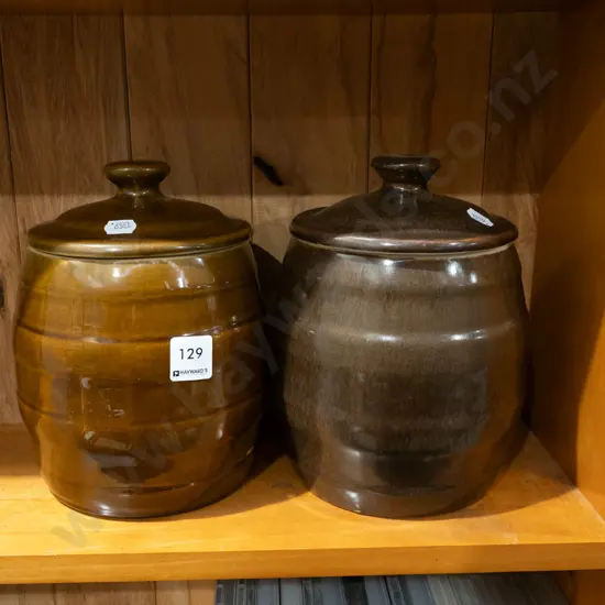 pair of small lidded crocks H240