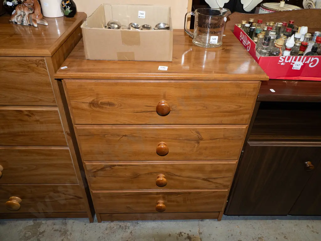 mdf veneer 4 drawer chest H760 W580 D400 Image 1++