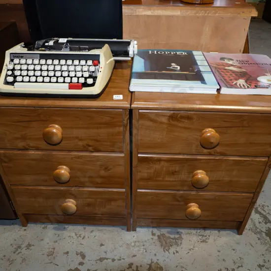 pair of mdf veneeer 3 drawer bedside cabinets