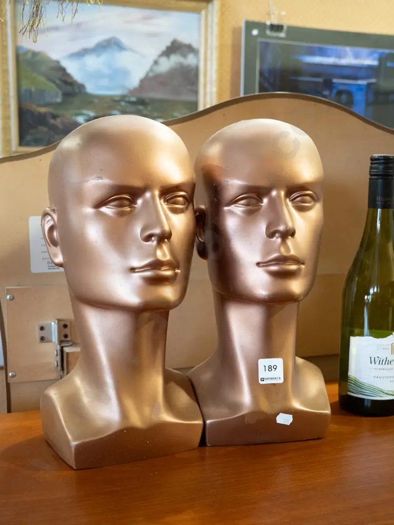 2x bronze plastic retail mannequin busts Image 1++