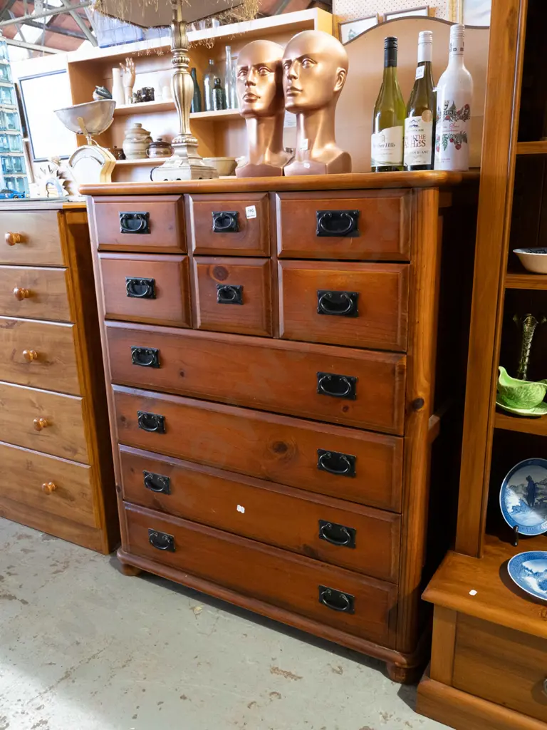 solid pine 10 drawer tallboy H1160 W970 D420 Image 1++